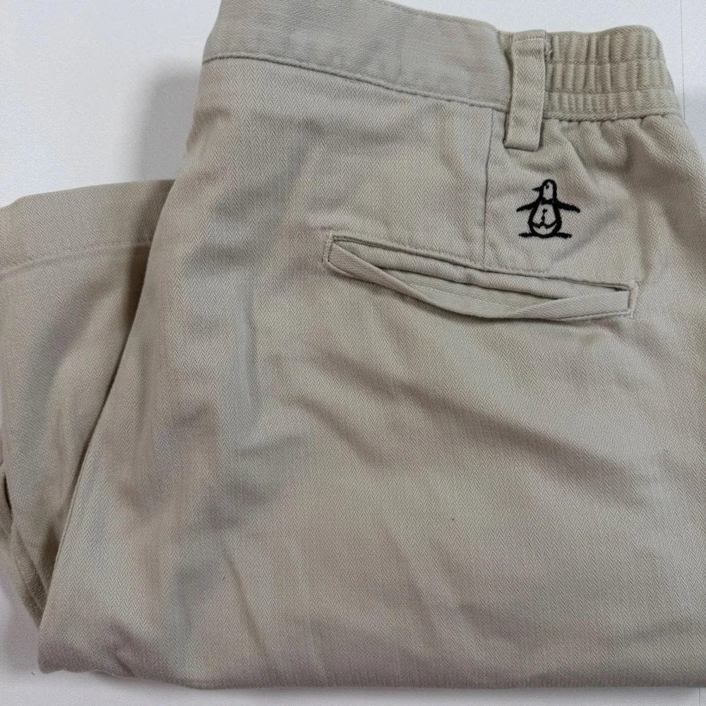 Grand Slam Munsingwear Shorts 38 Pleated Cotton Blend Khaki Herringbone Golf